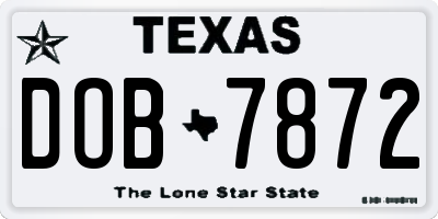 TX license plate DOB7872