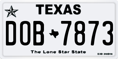 TX license plate DOB7873