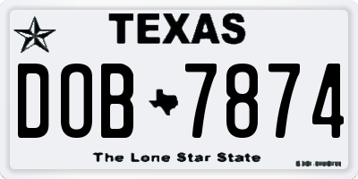 TX license plate DOB7874