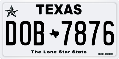 TX license plate DOB7876