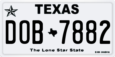 TX license plate DOB7882