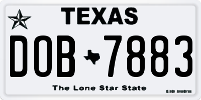 TX license plate DOB7883