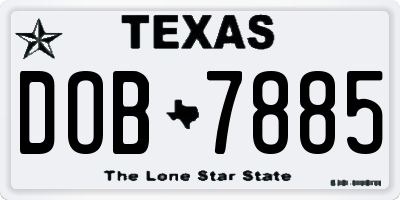 TX license plate DOB7885