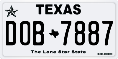 TX license plate DOB7887