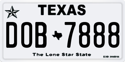 TX license plate DOB7888
