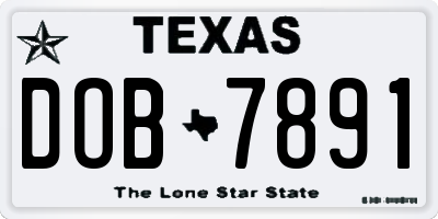TX license plate DOB7891