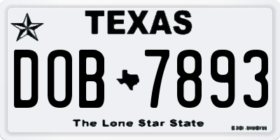 TX license plate DOB7893