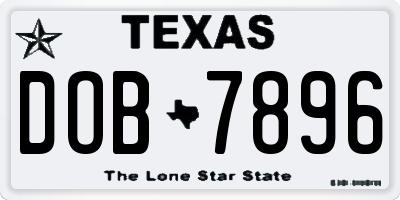 TX license plate DOB7896