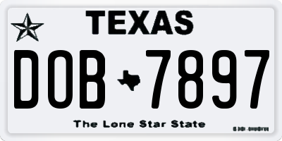 TX license plate DOB7897
