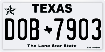 TX license plate DOB7903