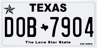 TX license plate DOB7904