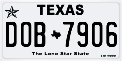 TX license plate DOB7906