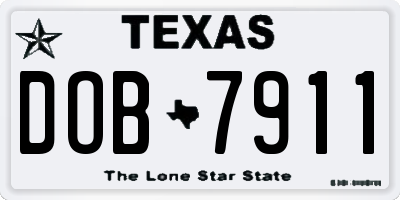 TX license plate DOB7911