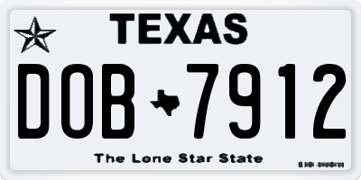 TX license plate DOB7912