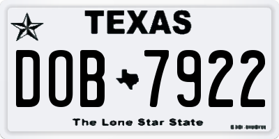 TX license plate DOB7922