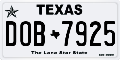 TX license plate DOB7925