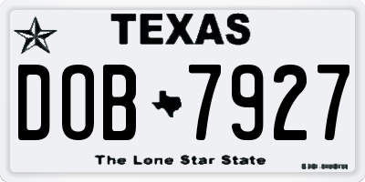 TX license plate DOB7927