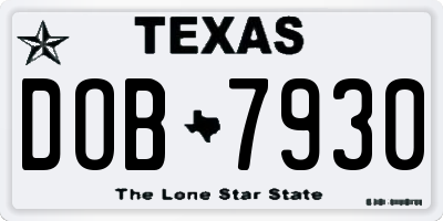 TX license plate DOB7930