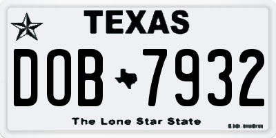 TX license plate DOB7932