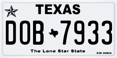 TX license plate DOB7933