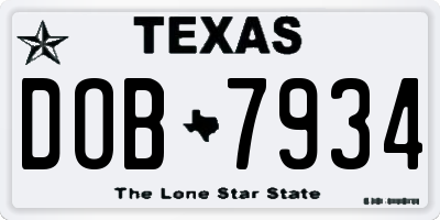 TX license plate DOB7934