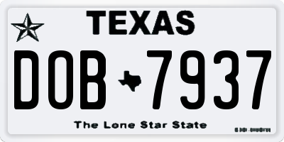 TX license plate DOB7937