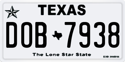 TX license plate DOB7938