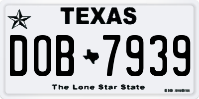 TX license plate DOB7939