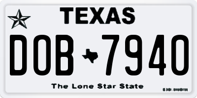 TX license plate DOB7940
