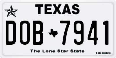 TX license plate DOB7941