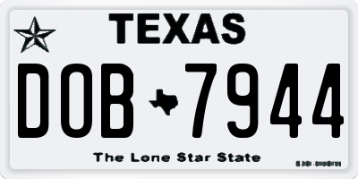 TX license plate DOB7944