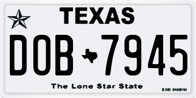 TX license plate DOB7945