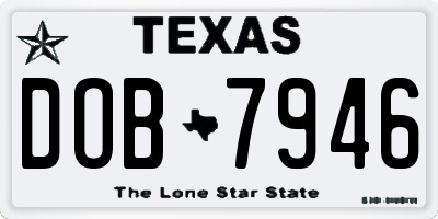 TX license plate DOB7946