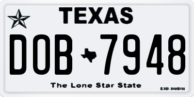 TX license plate DOB7948