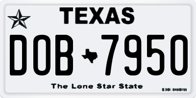 TX license plate DOB7950