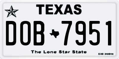 TX license plate DOB7951