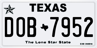 TX license plate DOB7952