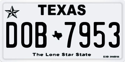 TX license plate DOB7953
