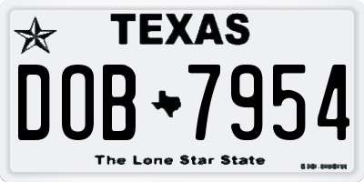 TX license plate DOB7954