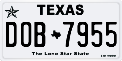 TX license plate DOB7955