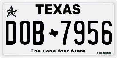 TX license plate DOB7956