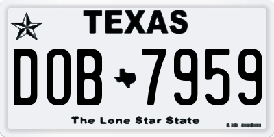 TX license plate DOB7959