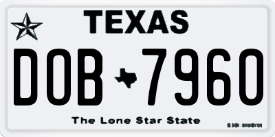 TX license plate DOB7960