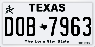 TX license plate DOB7963