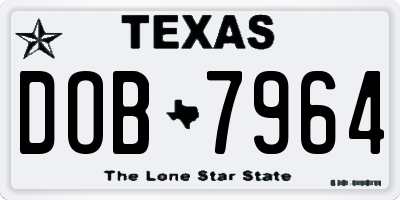 TX license plate DOB7964