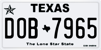TX license plate DOB7965