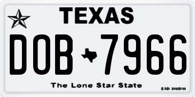 TX license plate DOB7966