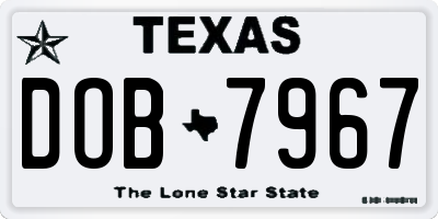 TX license plate DOB7967