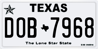 TX license plate DOB7968