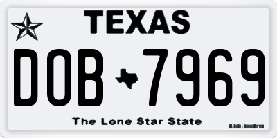 TX license plate DOB7969